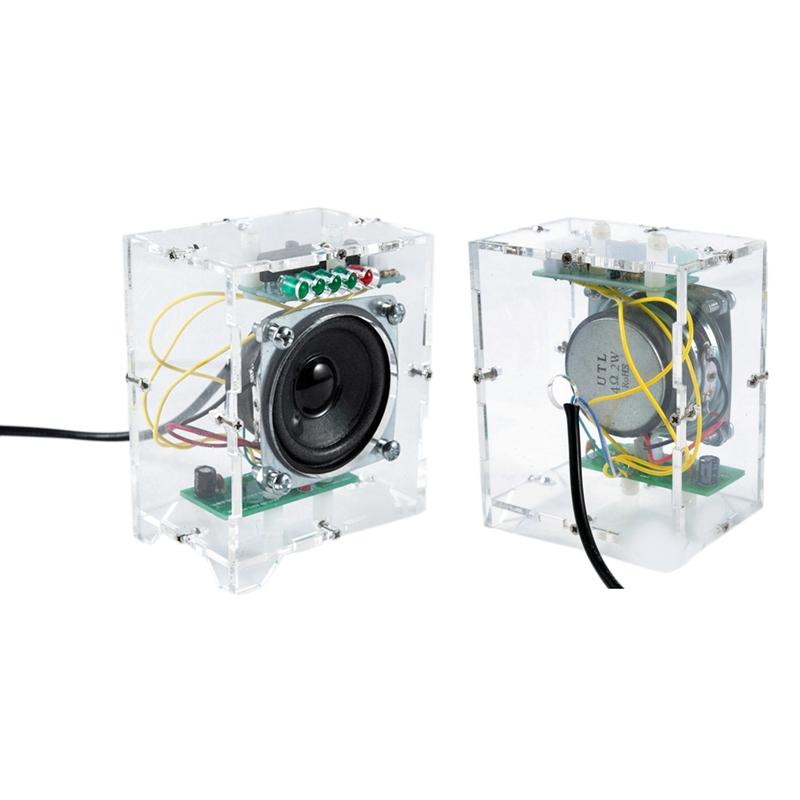 

3Wx2 Mini Electronic Transparent Speaker Box DIY Kit Sound Music o