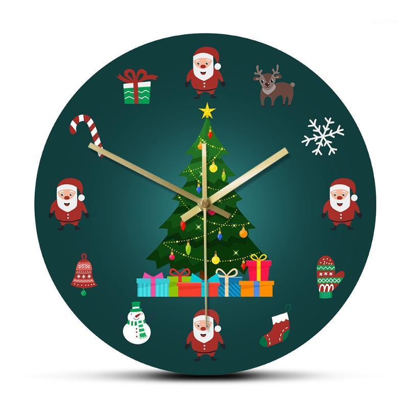

Christmas Happy Holiday Festive Acrylic Hanging Clock Christmas Tree Gift Bell Home Decoration Clock Gift1