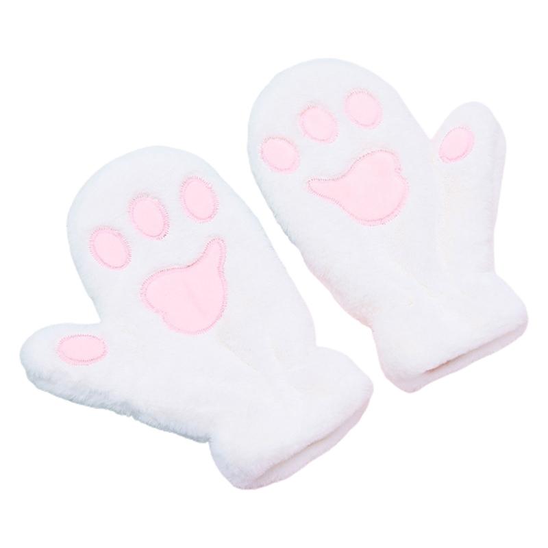 

Women Winter Fuzzy Plush Full Finger Gloves Cartoon Cat Windproof Ski Mitten