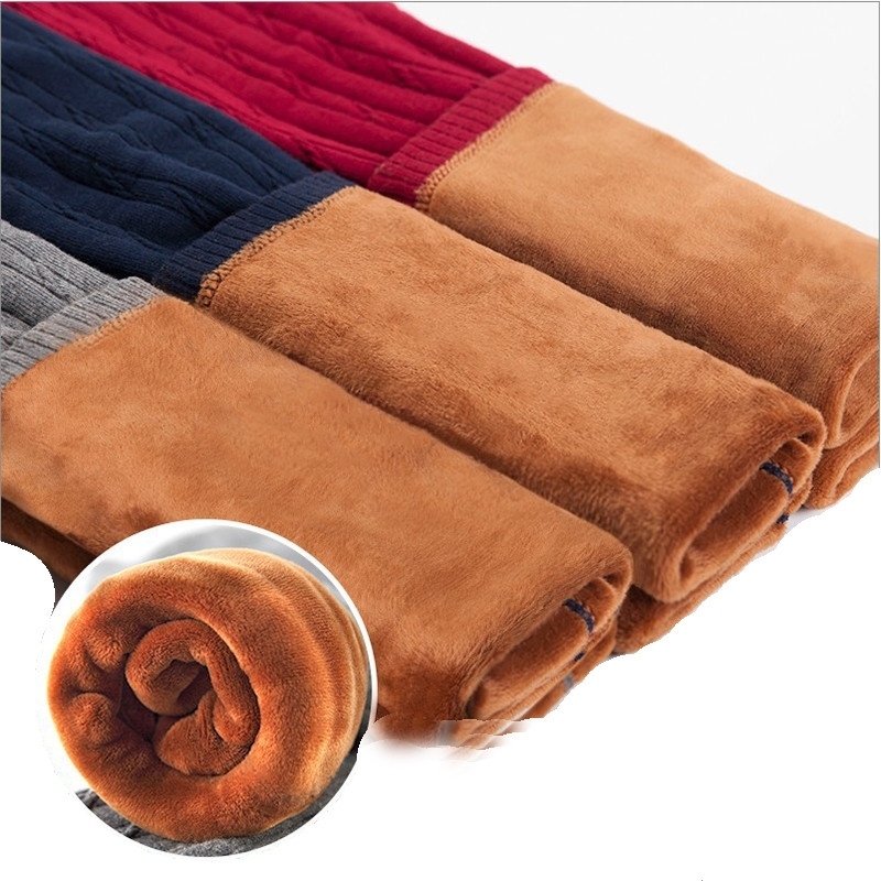 

New Grils Winter Warm Leggins For Children Thick Warm Elastic Waist Pants Cotton KIds Striped Trouser Children Warm Legging LJ201019, Black