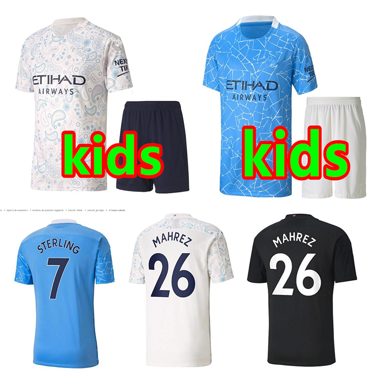 

Hot sale2020 2021 Manchester soccer jersey 20 21 G. JESUS CITY STERLING FERRAN DE BRUYNE KUN AGUERO football shirts uniform adult + kids kit, Black;yellow