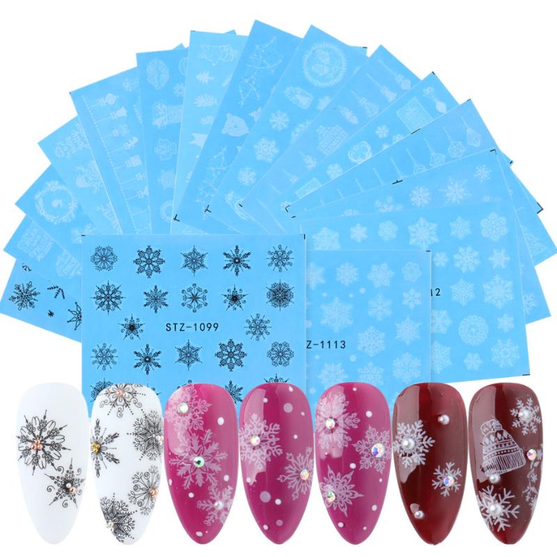 

16Pcs Christmas Nail Sticker Nail Art Decoration Sonw Elk Sticker Nails Kit Accessories 3D Stickers Charms DIY