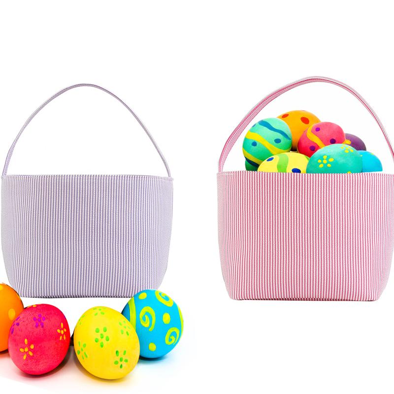 

Gift Wrap 10pcs Bulk Easter Bucket Stripe Large Storage Candy Bag Single Handle Basket Style For Festival