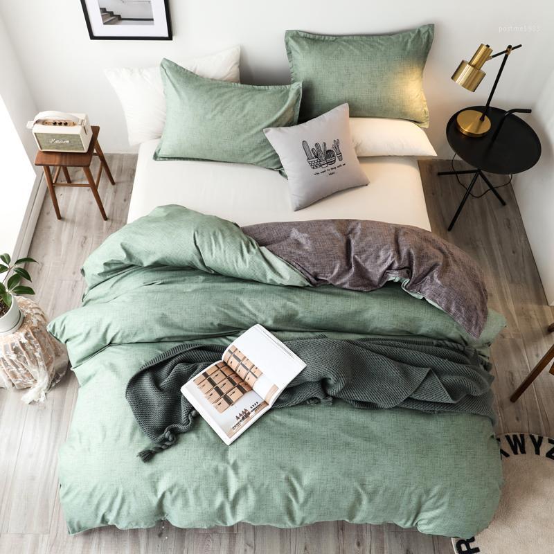 

Duvet Cover Sets Queen Size With 2 Pillowcase Green Solid Color American Size  Full Bedclothes King Bed Sets1, 001