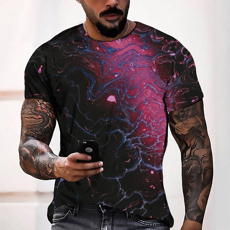 Men's Tee T shirt 3D Print Graphic Round Neck Casual Daily 3D Print Short Sleeve Tops Fashion Designer Cool Comfortable Black Q7Pg#