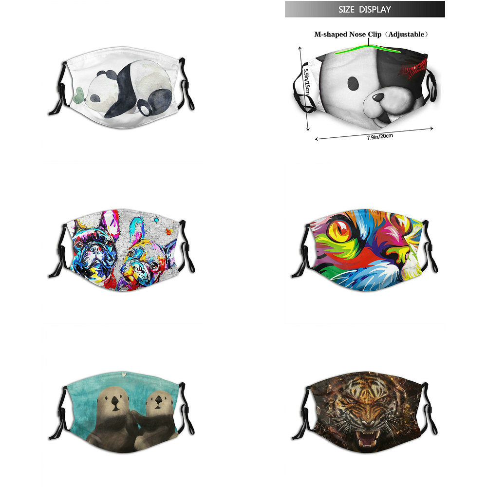 

Cartoon anim Activated Carbon Filter Mouth Masks Reusable with Adjustable Ear Loops Face Mask for with filter protection Adult Dust Mask