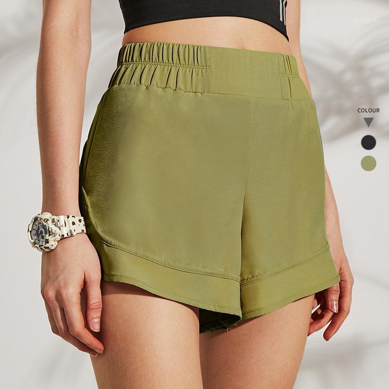 

Summer Running Shorts Women Quick Dry Yoga Double Layer Sport Shorts Workout Fitness Loose Gym1, Black