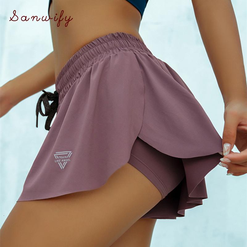 

Summer Running Shorts Women 2 In 1 Marathon Quick Dry Shorts Gym Loose Sport Breathable Yoga, Gray