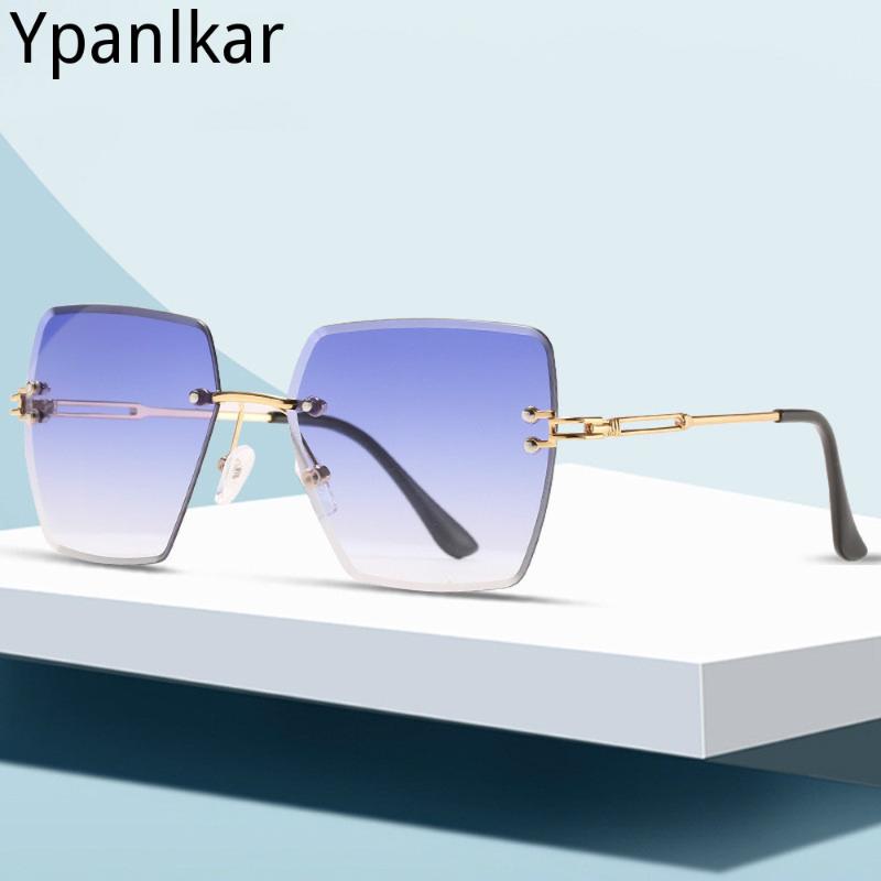 

Square Rimless Sunglasses Women Summer Red Glasses Fashion Sunglasses For Men UV400