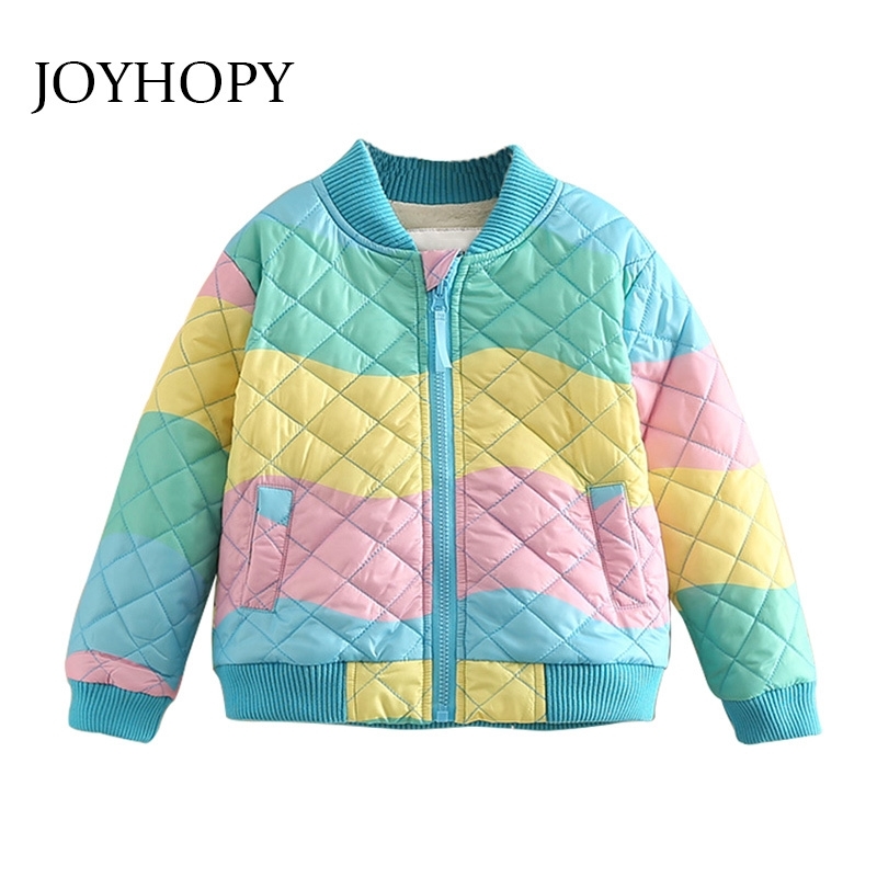 

Autumn Winter Girls Jackets Rinbow Warm Velvet Thick Kids Coats Children Girls Outerwear & Coats Baby Girls Clothes 201104, Pink
