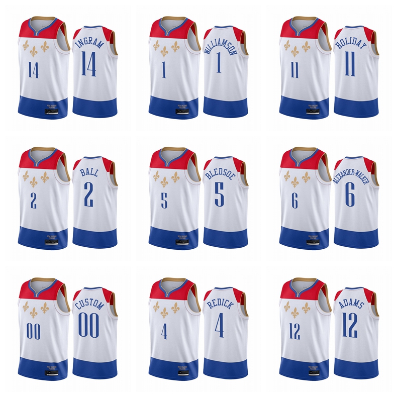 

Men New Orleans Pelicans Zion Williamson Eric Bledsoe Brandon Ingram Any player hot pressing custom basketball jerseys