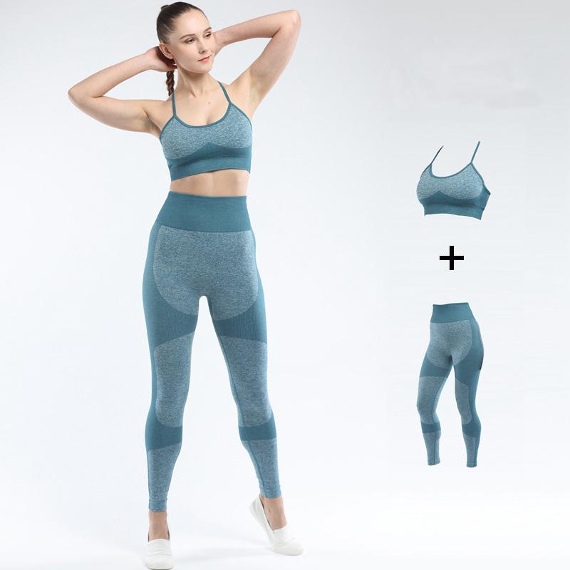 

Women Seamless Yoga Set Fitness Sports Suits Gym Clothing Crop Top Shirts High Waist Running Leggings Workout Pants Active Wear, Lt.purple