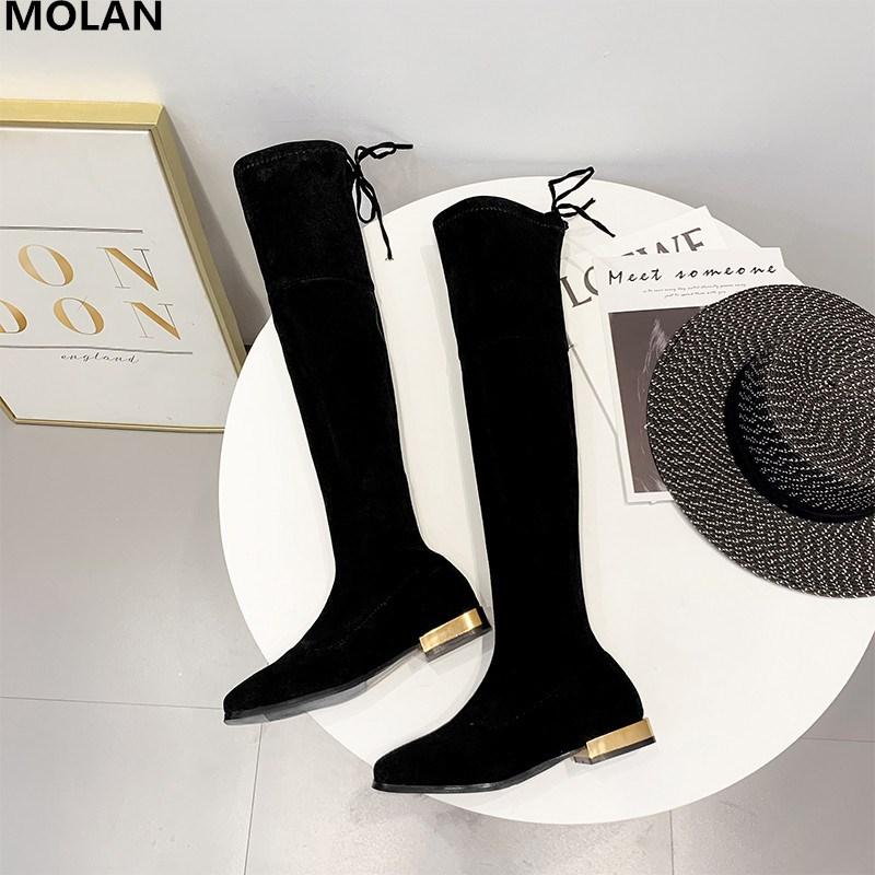 

New Fashion Sexy High Heels Black Thigh High Boots Brand Designer 2020 Socofy Warm Plush Pointed Sock Velvet Booties Footwear