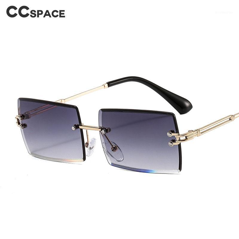 

46506 Square Rimless Trimming Sunglasses Men Women Fashion Shades UV400 Vintage Glasses1