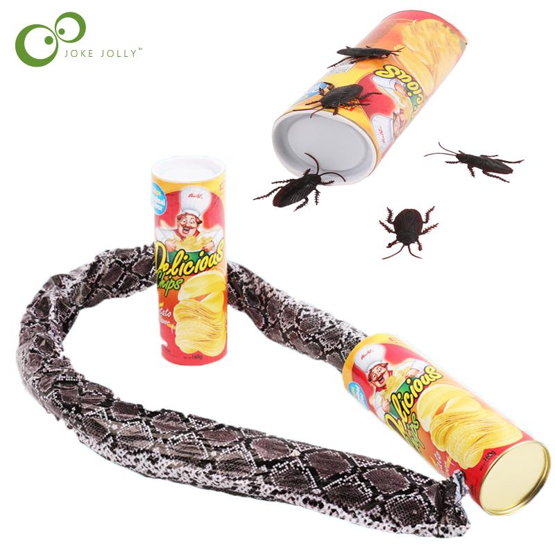 

Funny Potato Chip Can Jump Spring Snake roach Toy Gift April Fool Day Halloween Party Decoration Prank Trick Fun Joke Toys ZXH