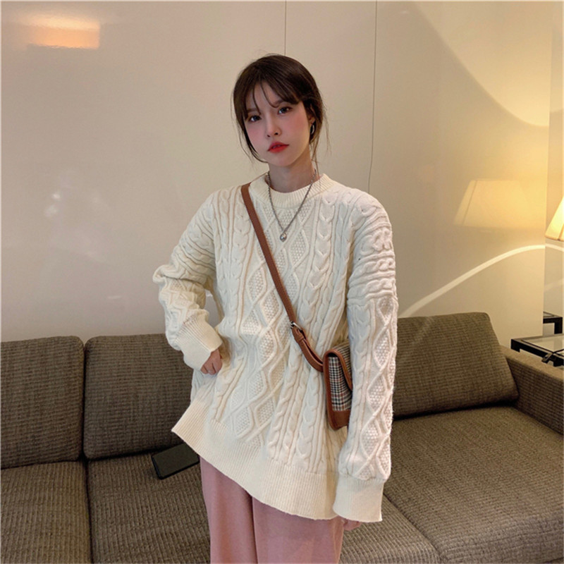 

2021 New Vintage Women's Nightgown Twisted Kintted Velo Round Colored Top Turtlenecks Pullover's Pure Colour Swedish Mujer VO8J, Yellow.