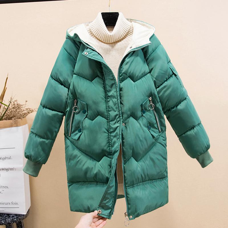 

Winter Long Down Cotton Jacket Women Loose Casual Cotton Jacket Student Bread Thicken Warm Parka Outerwear Chaqueta Mujer, Creamy-white