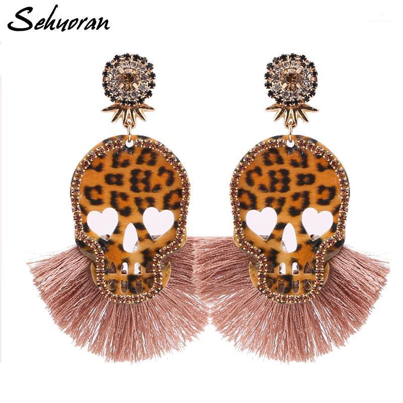 

Dangle & Chandelier Sehuroan Bohemia Tassel Earrings Resin Skull Drop For Women Wedding Earings Long Fringed Fashion Jewelry1