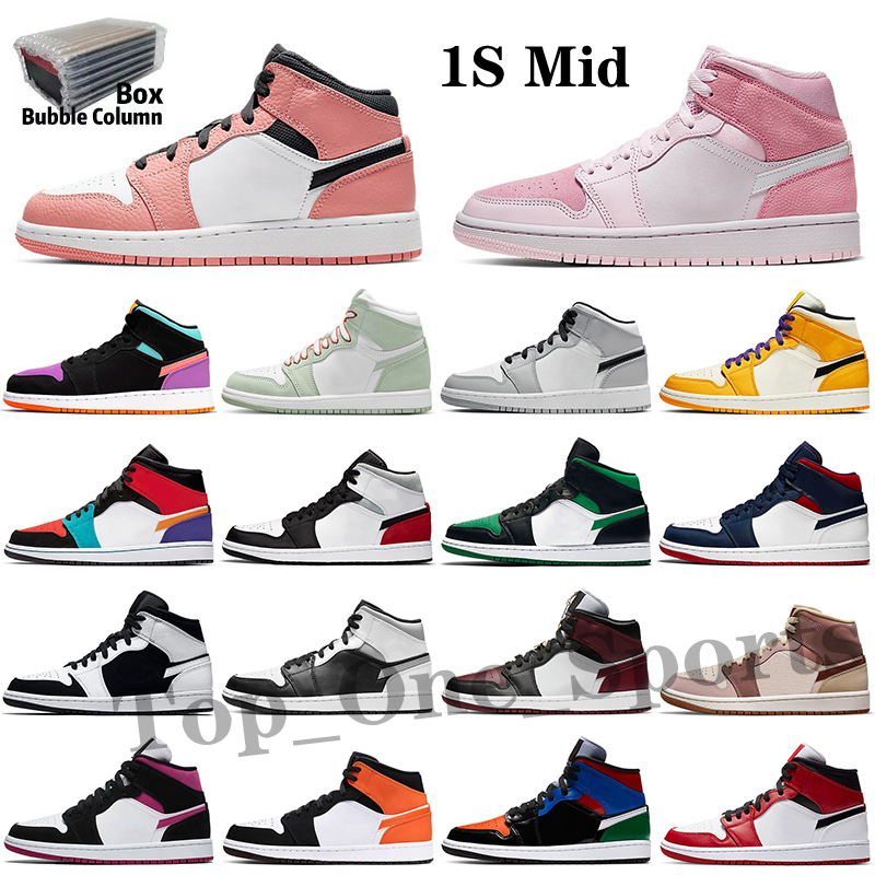 

High Quality Bordeaux 1s 1 Basket ball shoes University blue dark mocha Chicago UNC patent bred toe twist mens Mid Light Smoke Grey Designer sneakers women trainers, Color 20