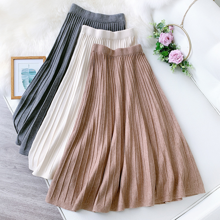 

2021 New Waist Women's Knitted High Autumn Thick Long Chic Casual Line Plied Flawed Femme Jupe Skirt 6j7g, Games
