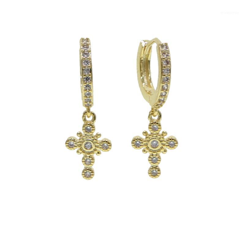 

high quality Geometric Cross Zircon dangle Earrings for Women Gold Silver color CZ Zircon Lighting Earrings Fashion Jewelry1