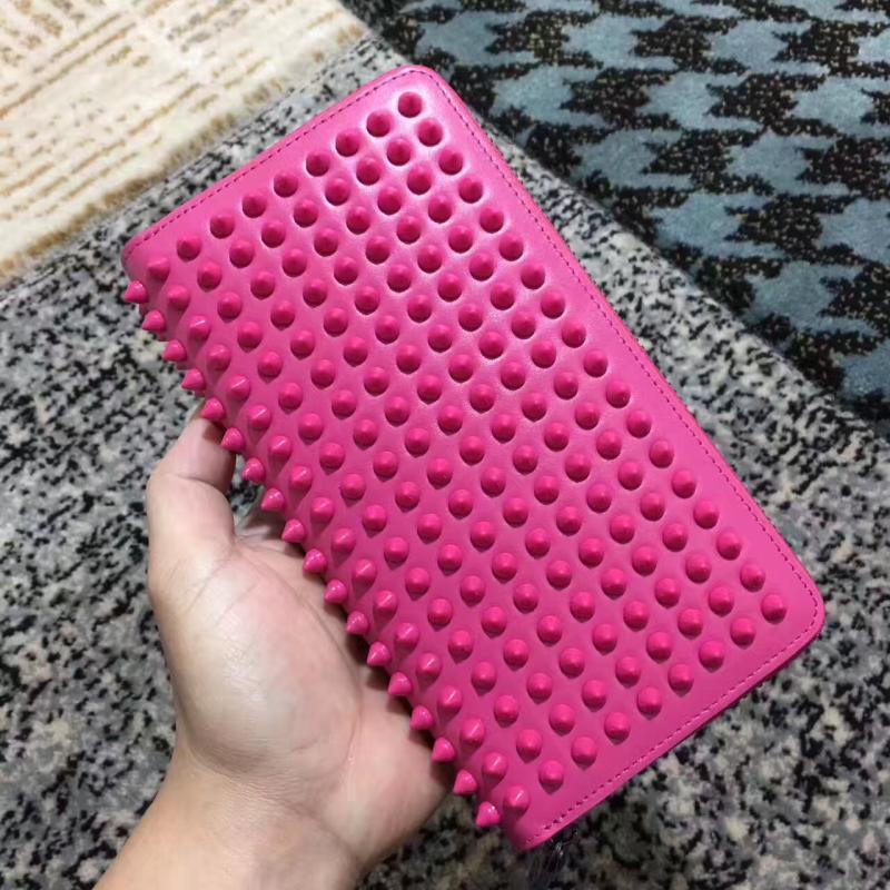 

Long Style Panelled Spiked Clutch Women Patent Leather Mixed Color Rivets Party Clutches bags men Long Purses with Spikes wallets