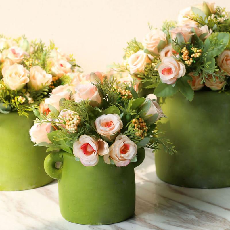 

Silk roses artificial flowers 13 heads/bouquet small bud simulation flowers Green leaves Home vases autumn decora for Wedding, Setting sun