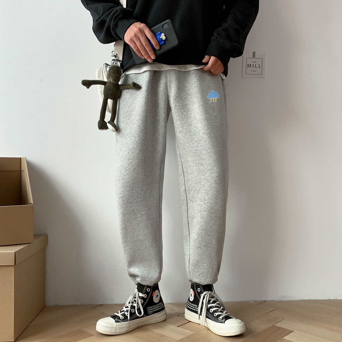 

2021 New Overszied Sweatpants Men Casual Pants Harajuku Weather Printed Female Drawstring Trousers 6s5j, Blue