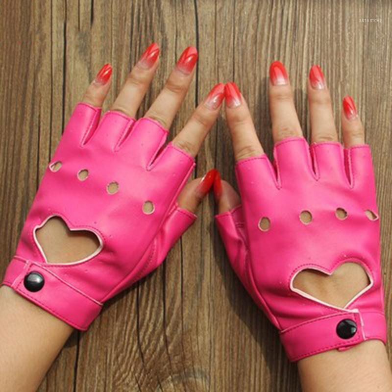 

1 Pair Leather Gloves Luvas Guantes Mujer For Women Girls Red Balck White Loving Heart Gloves1