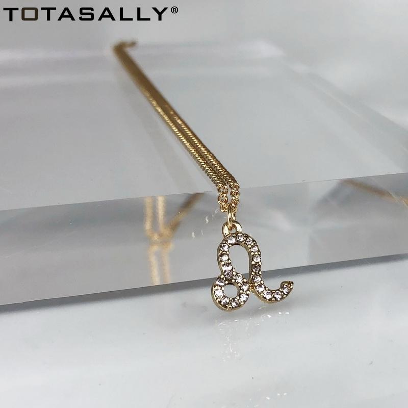 

TOTASALLY New 12 Zodiac Sign Necklace Fashion Alloy Rhinestone Mini Pendant Necklace Bestie Horoscope Collar Jewelry Collection