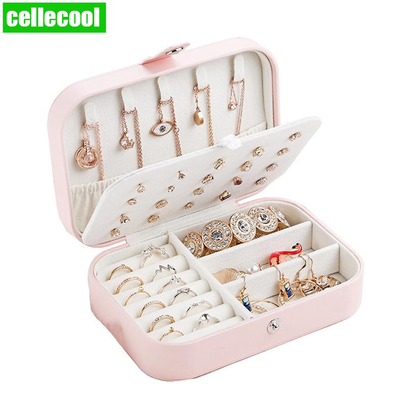 

Korean Style Fresh And Simple Protable Leather Earrings Ring Multi-function Jewelry Storage Box Girl Earrings Plate Jewelry Box, Nude