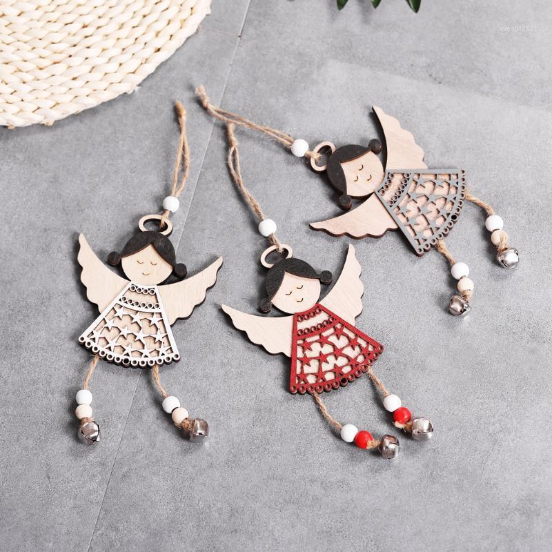 

1PC 3 Sizes Wooden Angel Christmas Ornaments Pendants DIY Wood Crafts Cute Hanging Xmas Tree Ornament Christmas Party Decoration1
