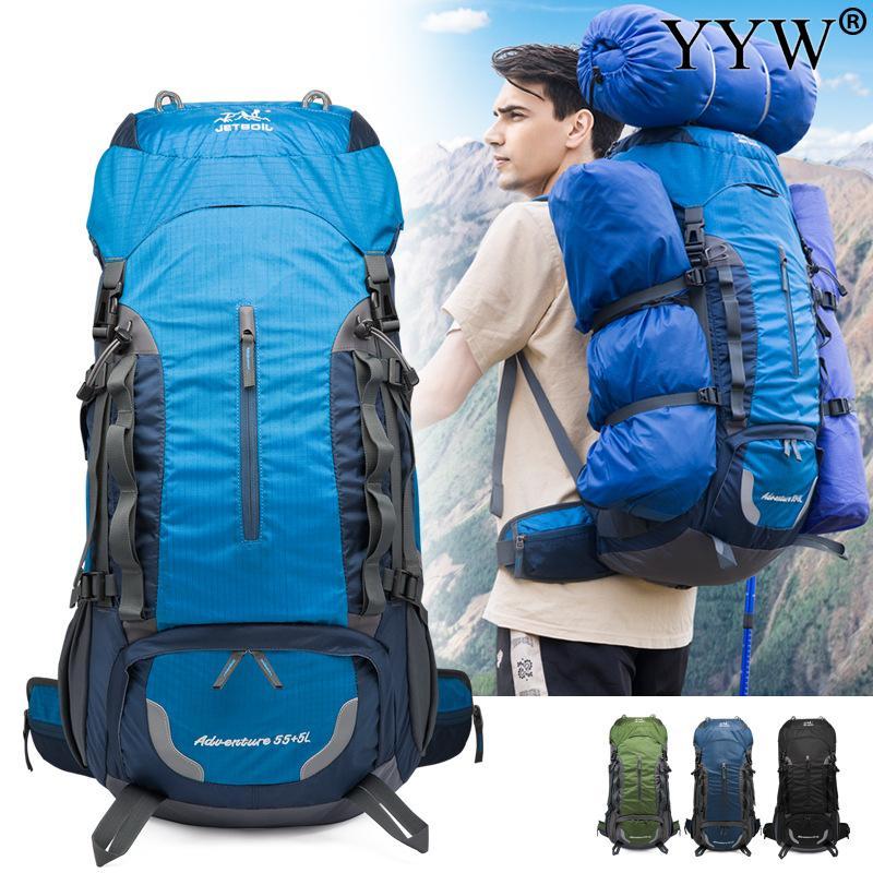 

New Large 60L Backpack Bag Rucksack Men Tactical Camping Equipment Travel Sport Hiking Climbing Fishing Hunting Outdoor Skiing, Black