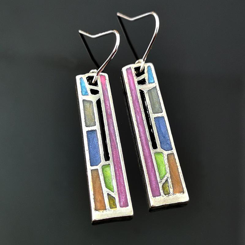 

Vintage Mix Color Dangle Earring for Women Bohemian Tribal Hollow Out Metal Floral Long Earrings Pendientes Jewelry