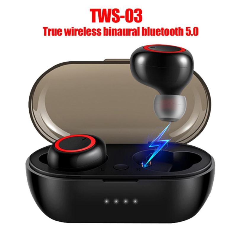 

TWS-03 Wireless Bluetooth 5.0 HiFi Stereo Sound In-Ear Sports Earphones Headset, Black