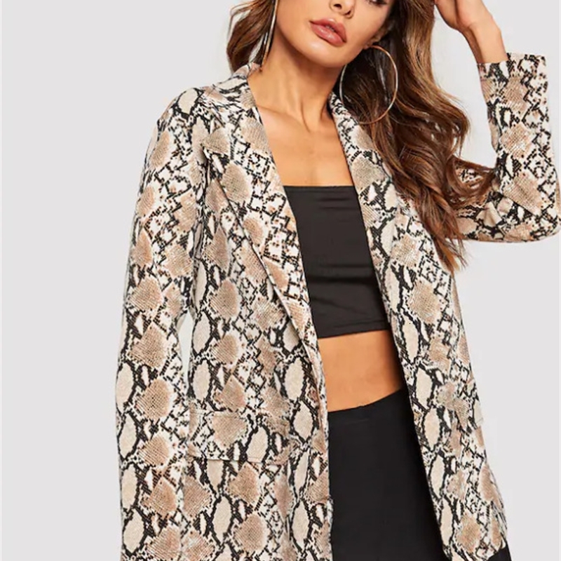 

Women' Long Sleeve Lady Jacket Outwear Tops Snake Tender Female Print Hyet, Haji