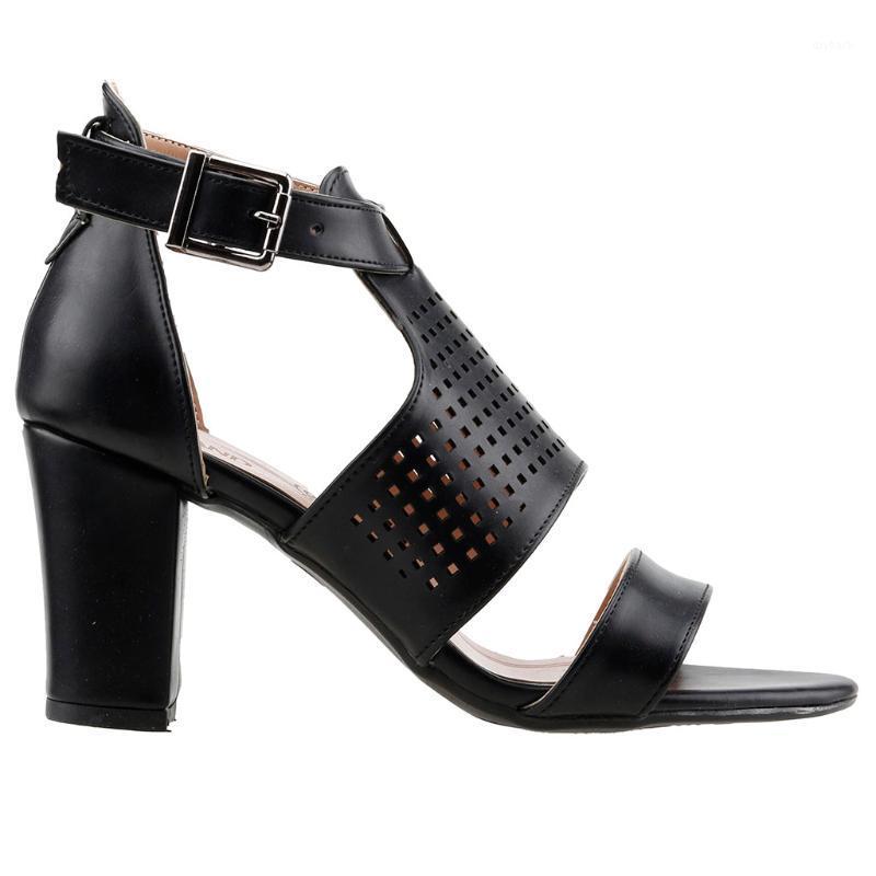 

Ayakland 811-1179 Daily 7 Cm Heel Lady Skin Sandals Shoes1, Black