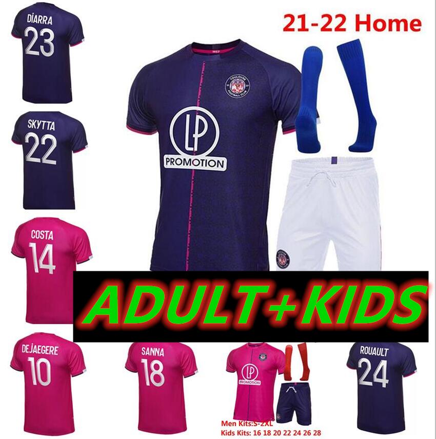 

21 22 Toulouse maillot de foot soccer jerseys Home Away Bule Red 2021 2022 Rhys Healey Anriste Deyaegere Amian Moreira Men kit Kids football uniforms, White