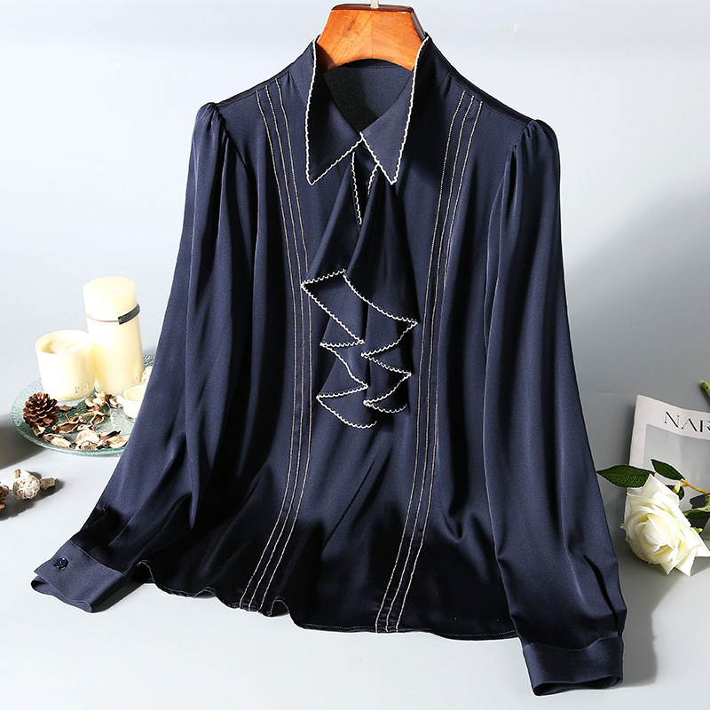 

2020 Fashionable Silk New Shirt Solid European Temperament Superior Spring and Summer Boutique 59ti, See chart