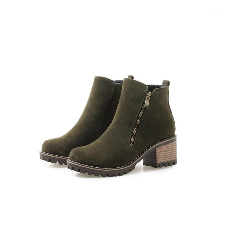 

Woman Flat Boots Shoes Round Toe Boots-Women Winter Footwear Low Rock Rubber Ladies Large Size 2020 Autumn Mid Calf1