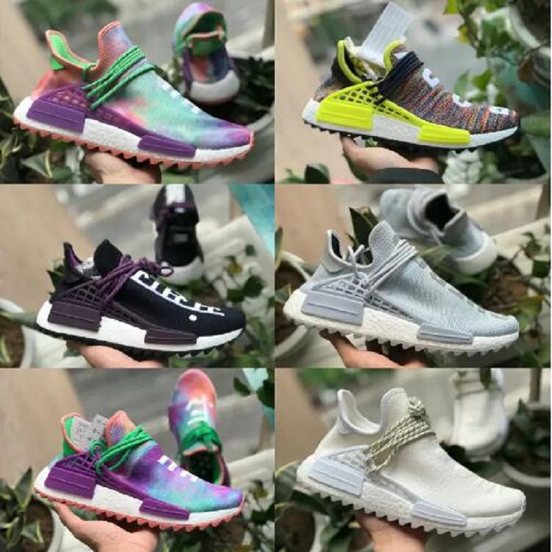 Wholesale designer chaussures 2022 NMD Race humaine Pharrell Williams Hommes Femmes Courant Sport NMDS Noir Blanc Connexion Casual Casual Sneaker