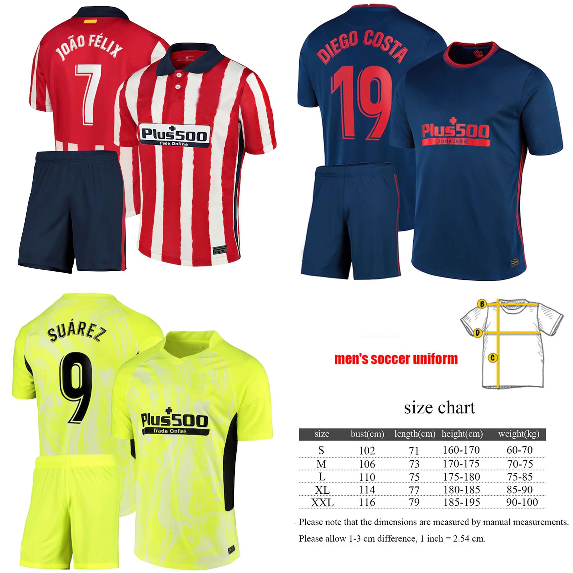 

2020-21 Season Atletico de Madrid Soccer Jersey Home/Away/Second Away JOAO FELIX High-Quality Sweatshirt Set Choose Flocking Top + Pants