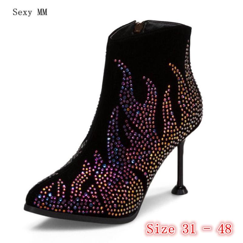 

Spring Autumn High Heels Women Ankle Boots Pumps Woman Short Boots High Heel Shoes Plus Size 31 - 48, Red