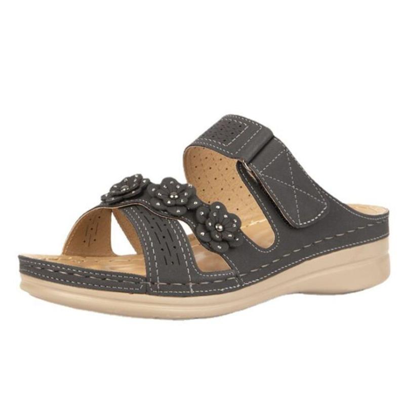 

Women Sandals Fashion Rhinestone Flower Ladies Slippers Open Toe Casual Shoes Wedges Slides Summer Outdoor Beach Shoes zy619, Brown