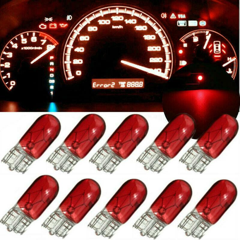 

Emergency Lights 10Pcs Red T10 501 W5W Wedge Bulbs Car Interior Dashboard Gauge Instrument Incandescent Light 12V Universal Accessories