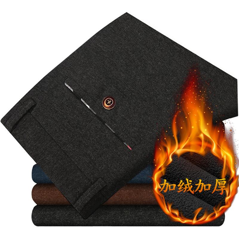 

Men's Casual Winter Plus Velvet Warm Pants 2020 New Fashion Business Streetwear Thick Warm Plus Size Cotton Pants Korean Style, Redbrown