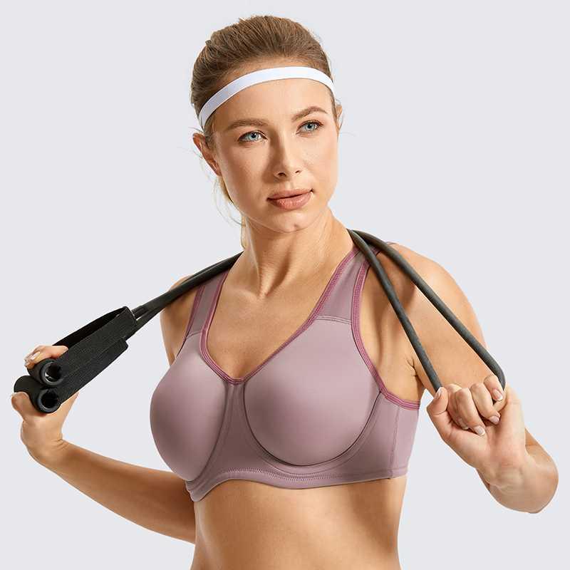 

Women Self-adjustment High Impact Max Control Outer underwire Non Padded Plus Size Underwire Sports Bra, Conch shell06