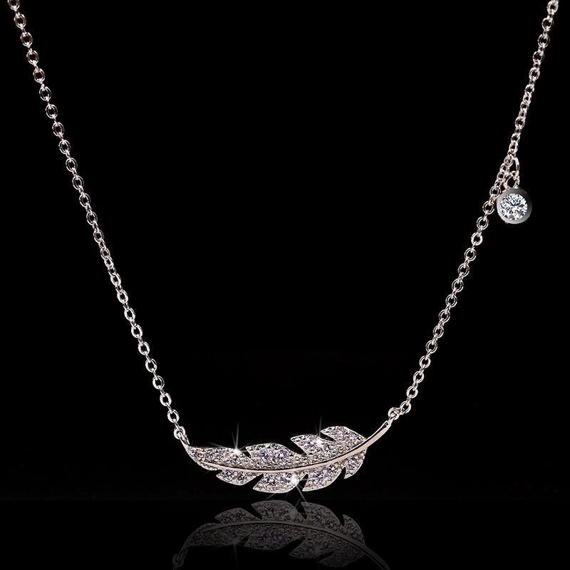 

2020 Exquisite Bohemia Feather Pendant Necklaces for Women Zircon Collar Necklace statement Wedding Jewelry