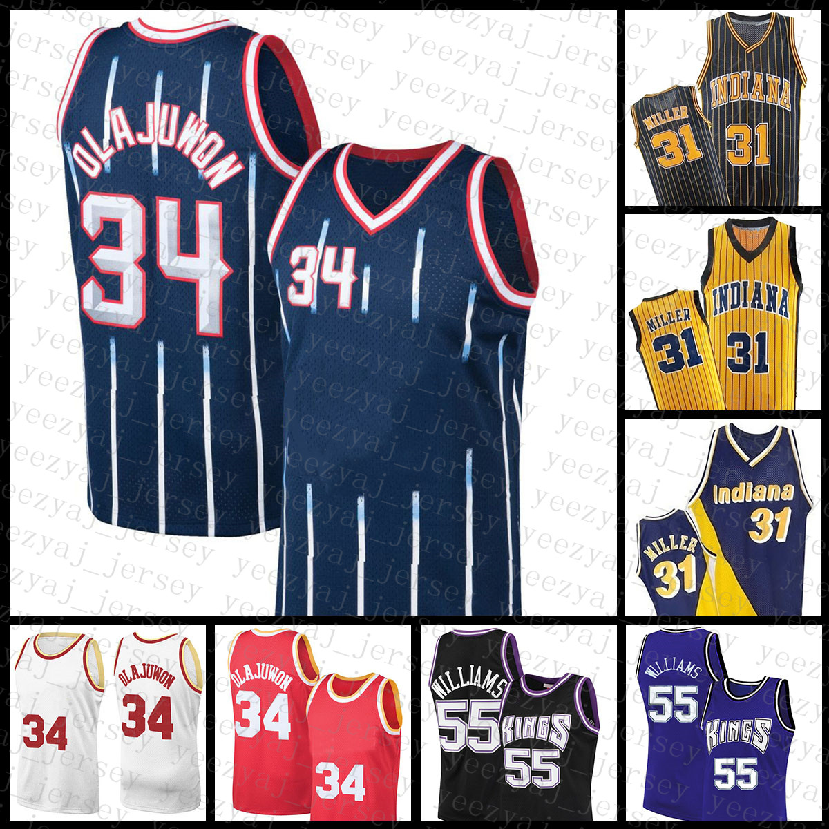 

Mens Houstons Rocket Indiana Basketball Jerseys Pacer Sacramentos King 31 Hakeem Olajuwon Jason Williams Sleeveless 34 55 Reggie Miller Quick Dry, Jersey-huojian