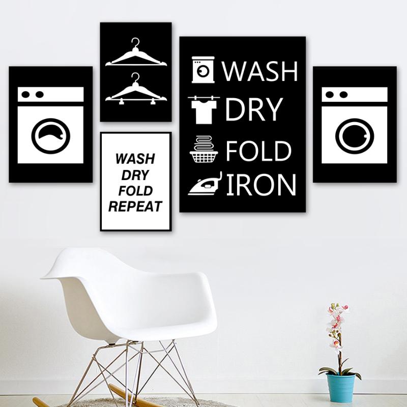 

Washing Machine Black And White Laundry Wall Art Canvas Painting Nordic Posters And Prints Wall Pictures For Living Room Decor